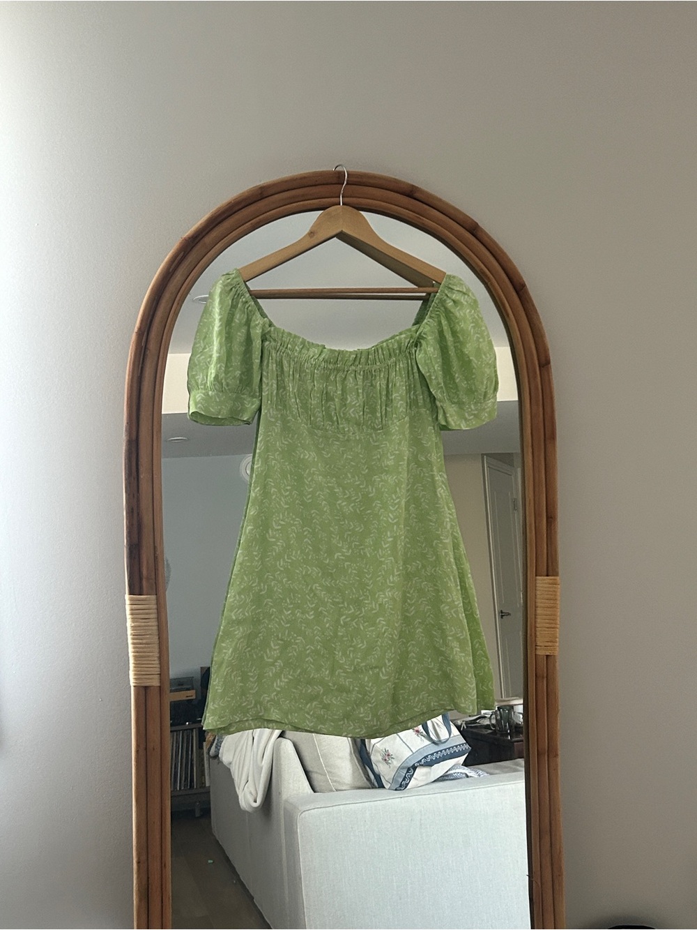 With Jean green mini dress
